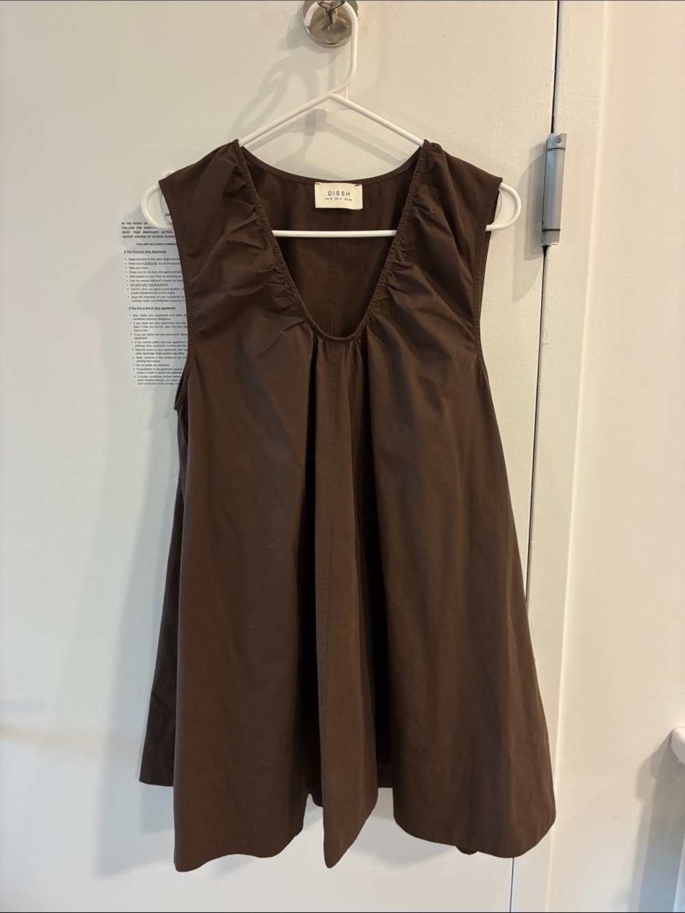 DISSH Brown Sleeveless V-Neck Pleated Tank